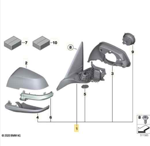 51167242777 RETROVISOR IZQUIERDO BMW SERIE 1 LIM. (F20-F21)